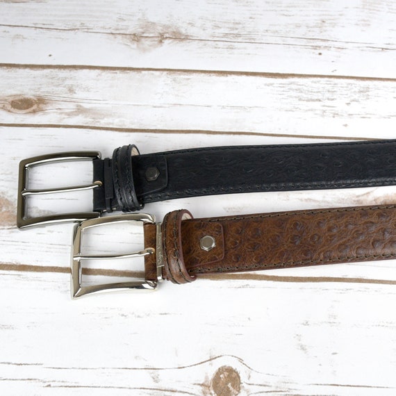 Spell | Brown Ostrich Print Genuine Leather Belt | Made in Italy (Some Wear) L C1450_Ostrich_Cognac_grande.  main image 4