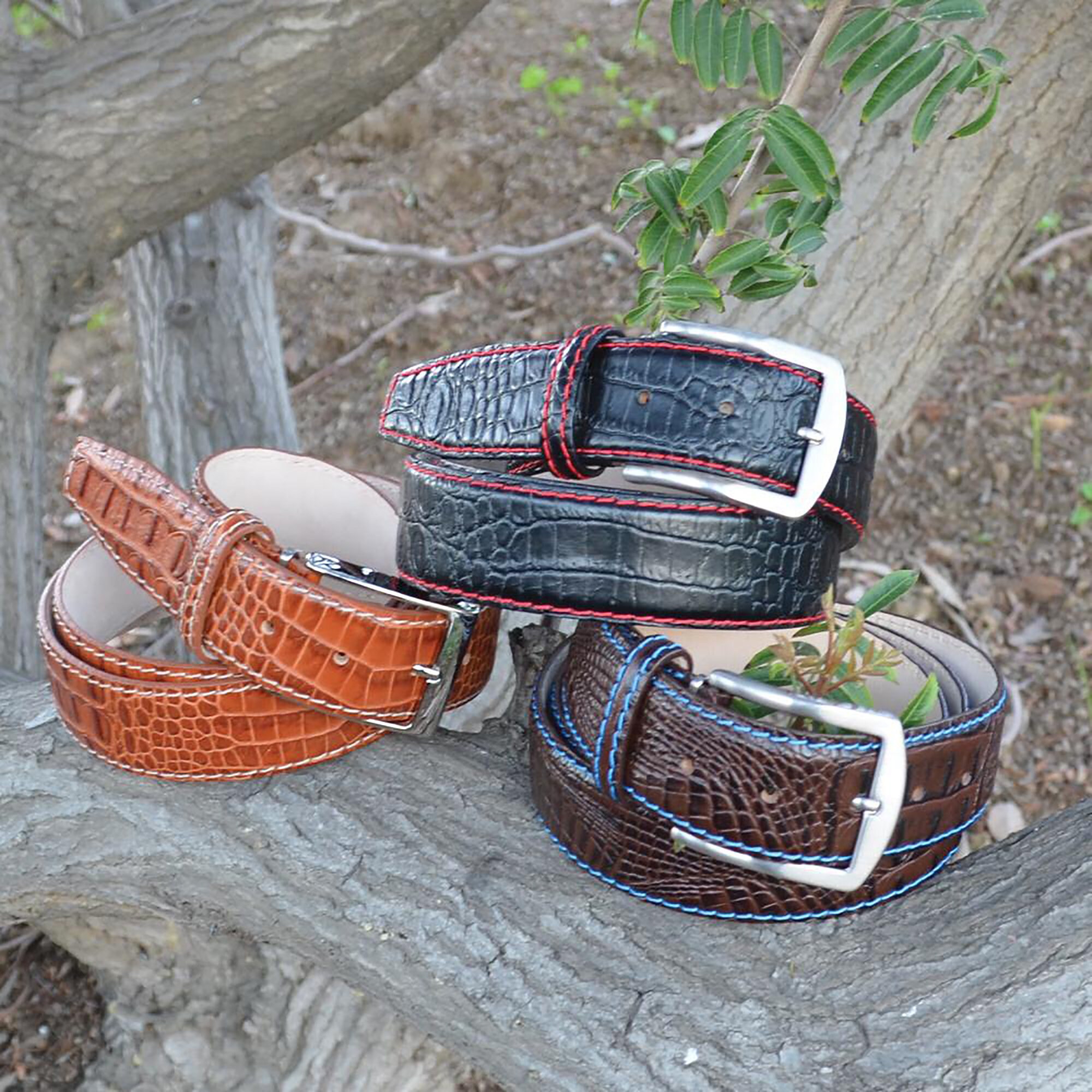 Mock King Crocodile Belt - Gray - Etsy