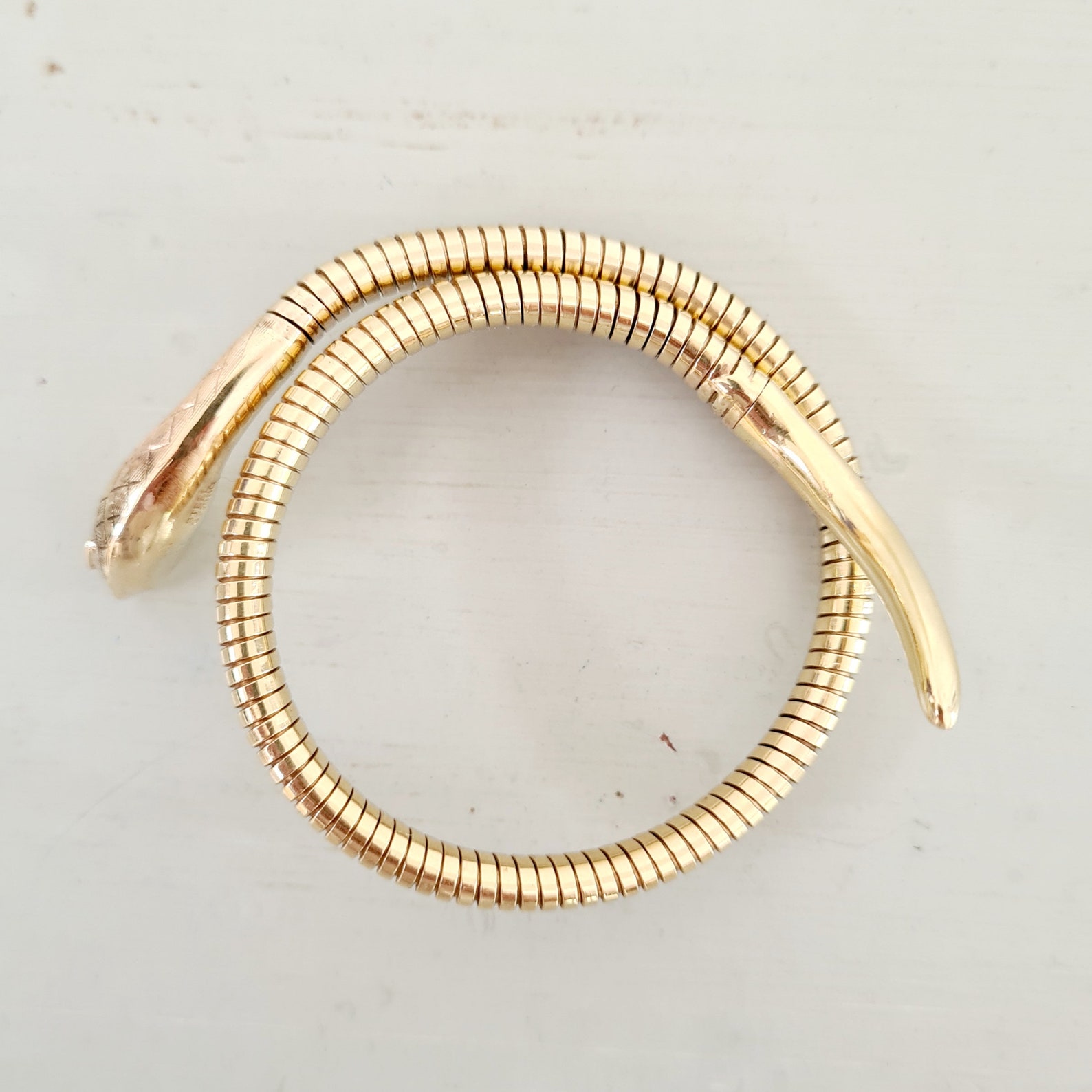 Vintage Cropp & Farr 9CT Gold Snake Bangle With Ruby Eyes Etsy