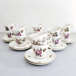 Royal Copenhagen Frijsenborg Saxon Flowers Demitasse Coffee Cups Set of Twelve