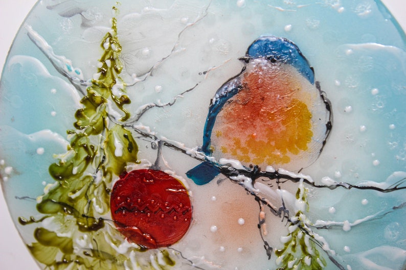 Christmas Ornament Personalized Gift Hand Painted Gifts Ornament Glass Bird Ornament Christmas Bird Christmas Tree Decor Blue Bird