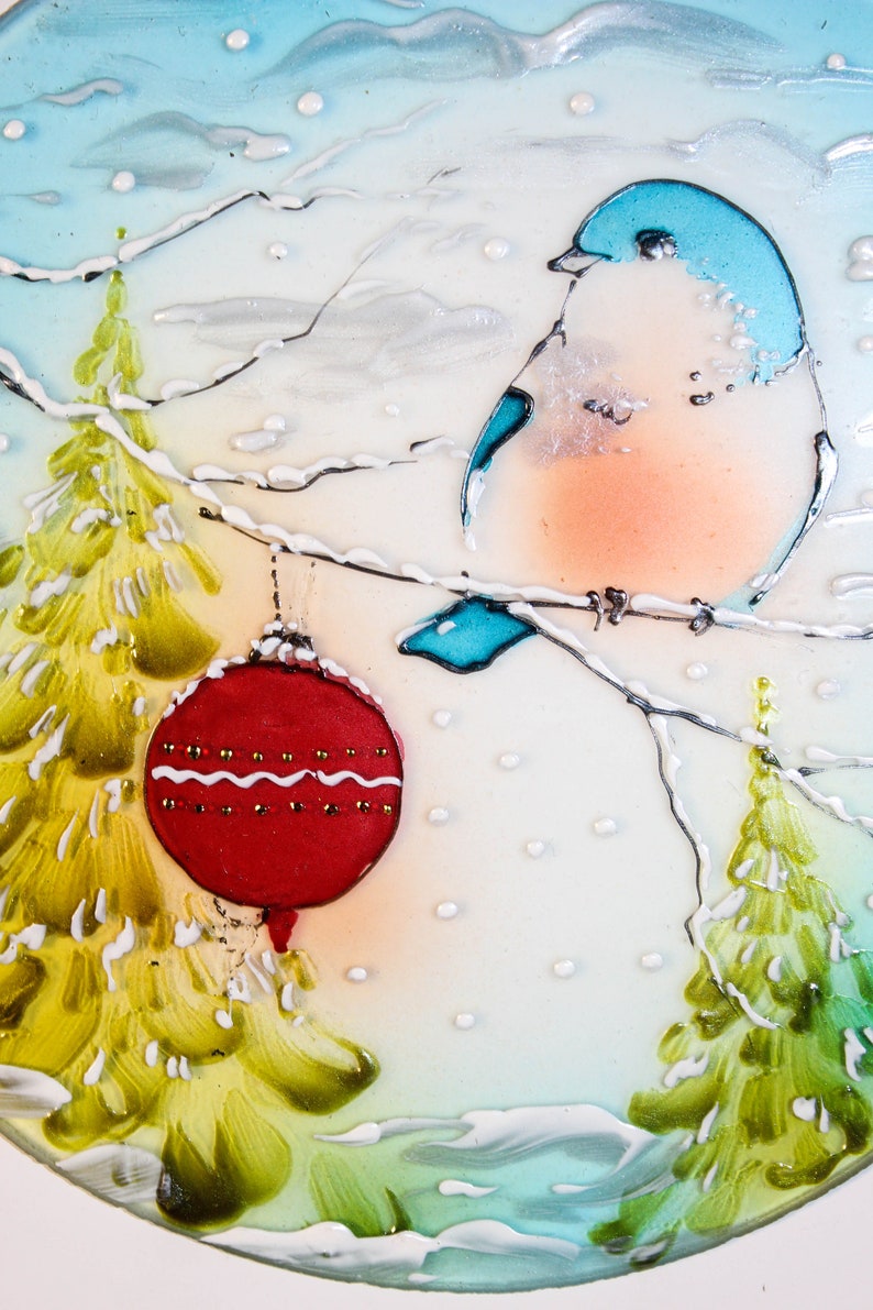 Christmas Ornament Personalized Gift Hand Painted Gifts Ornament Glass Bird Ornament Christmas Bird Christmas Tree Decor Blue Bird