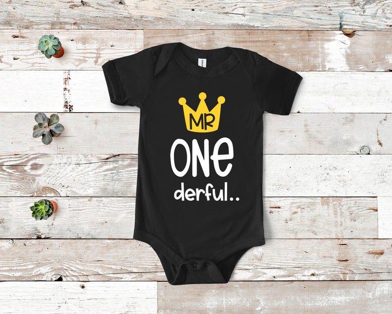 Birthday Onesie\u00ae First Birthday Onesie\u00ae First Birthday Boys First Birthday Boy Onesie\u00ae Mr Onederful Onesie\u00ae Black Onesie\u00ae