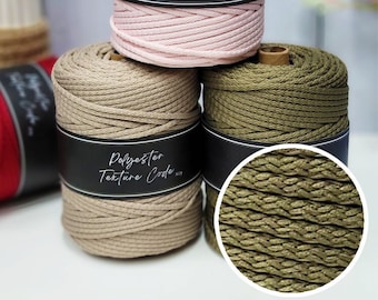 5.0MM Zigzag Crochet Polyester Cord: 130 Yards Macrame Knitting Rope
