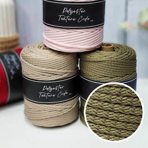 5.0MM ZIGZAG Crochet Polyester cord  130yards a Full Roll Perfect for Macrame & Knitting Less Bright Polyester Rope