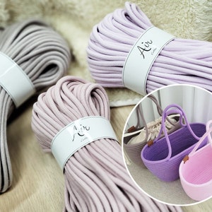 Cordón de algodón trenzado grueso de 6,0mm, cuerda de macramé para hacer bolsas, 50 yardas por rollo, cuerda pura para hacer bolsas
