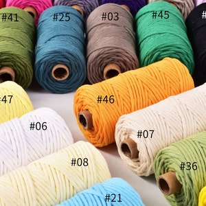 4.0MM & 6.0MM Single Stranded Cotton Cord  60yards/90Yards a Roll Super Soft Cotton Rope, Single Twist Cotton Rope Wall hanging rope