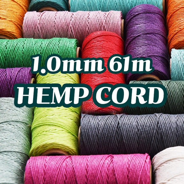 66Yards Polished HEMP CORD 1.0MM Dia. 100% HEMP Yarn 20lb Tested Bracelet Making & Macrame cord True Hemp