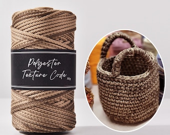 5.0MM Crochet Polyester Rope  130yards a Full Roll Perfect for Macrame & Knitting Less Bright Polyester Rope