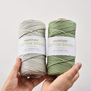 Pure Cotton 3mm Macrame Braided Cord 109Yds Natural Macrame String 100% Cotton Rope for Wall hangings, Bag Knitting Cord, DIY crafts.