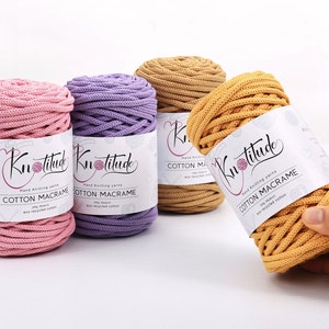 Knotitude MAKRAMEESCHNUR 4mm x 55 m die Rolle, Cotton Feel Recycled weiche Baumwollschnur, dickes Strickgarn. Rebirth und Zero Waste Garn hergestellt.