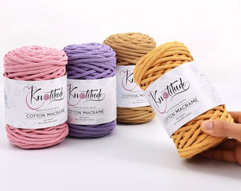 4mm Recycled Cotton Macrame Cord: Soft Knitting Yarn, 55 Yards