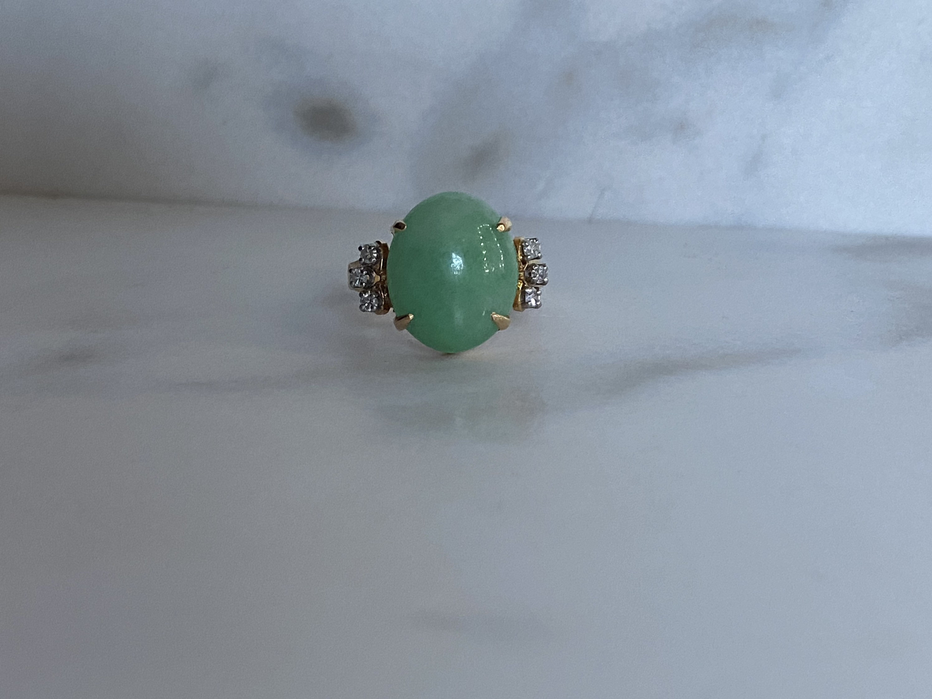 アクセサリー j Joni* Vintage Jade and Diamond Cabochon 18k Ring - Etsy Finland