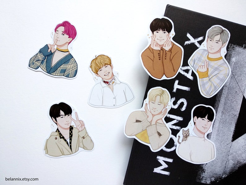 monsta x full sticker pack shownu wonho hyungwon etsy