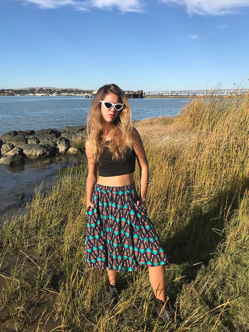 90s LulaRoe Diamond Print Skirt Rainbow Colorful 90s Vintage Unique Abstract