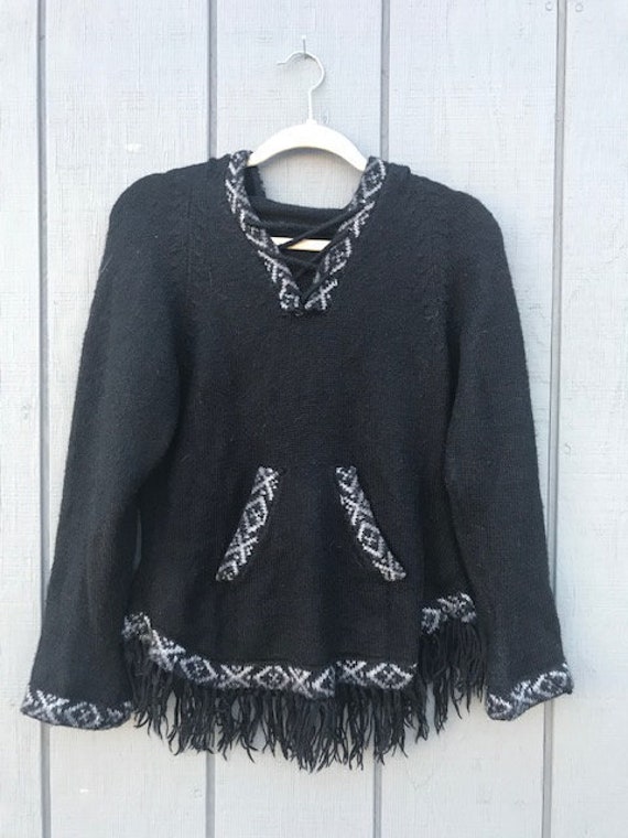 70s Alpaca Hoodie, Drug Rug, Hippie, Festival, Vin