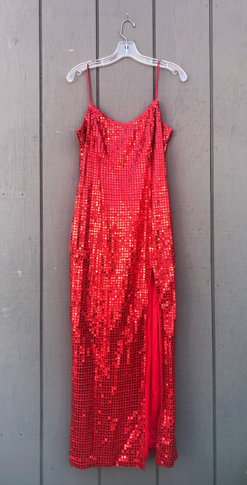 90s La Glo Jessica Rabbit Costume Red Sequin Slit Dress Etsy