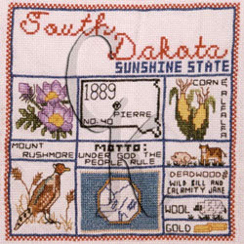 Samplers Texas South Dakota Tennessee Utah Vermont Etsy