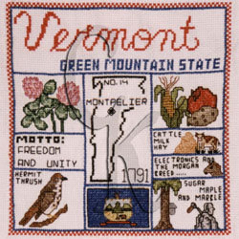 Samplers Texas South Dakota Tennessee Utah Vermont Etsy