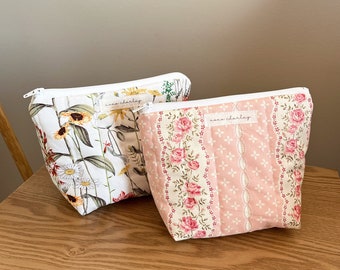 Mini Toiletry Makeup Bag, On the Go bag, floral coquette aesthetic small