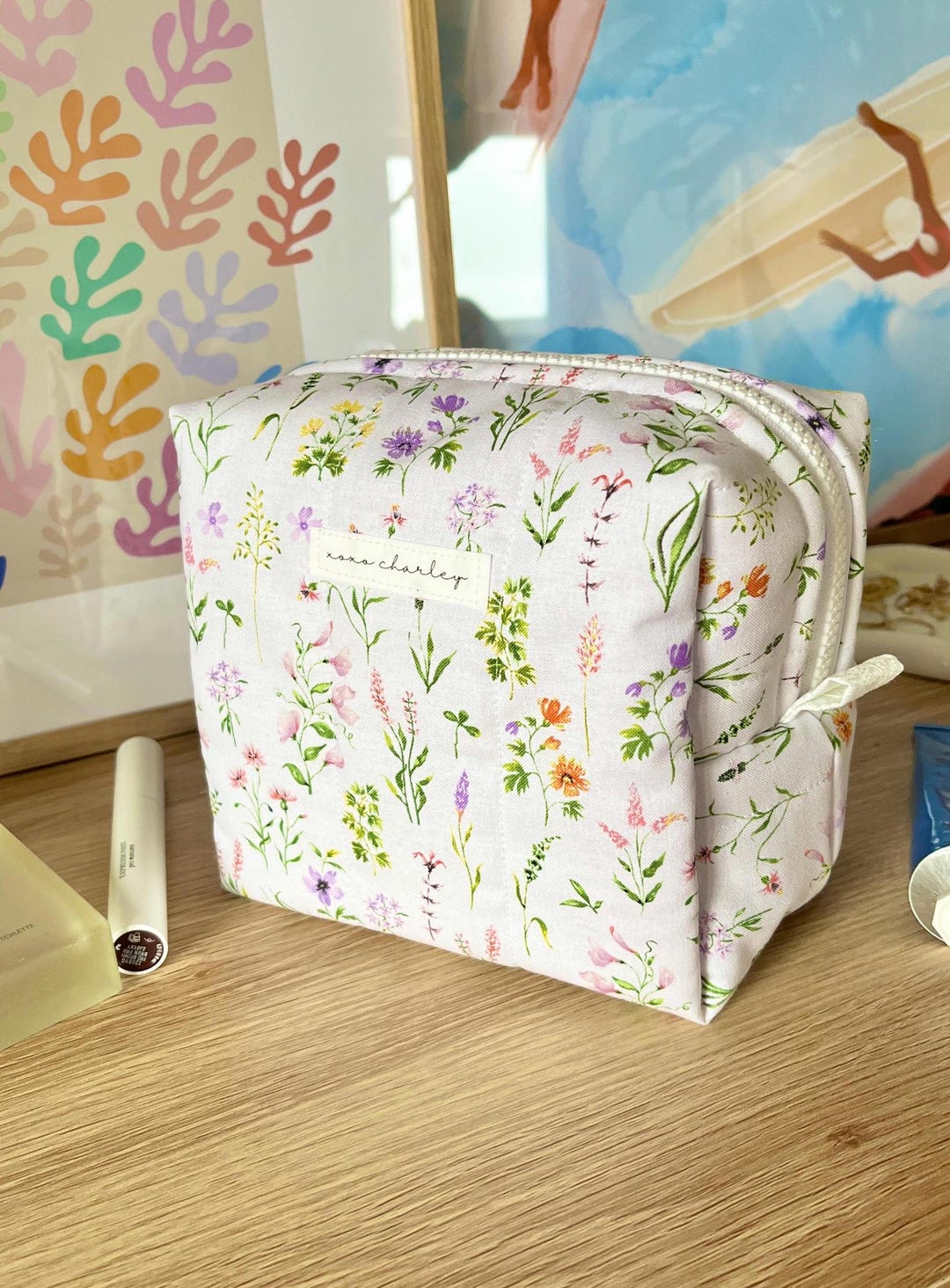 Light Purple Plaid Makeup Bag