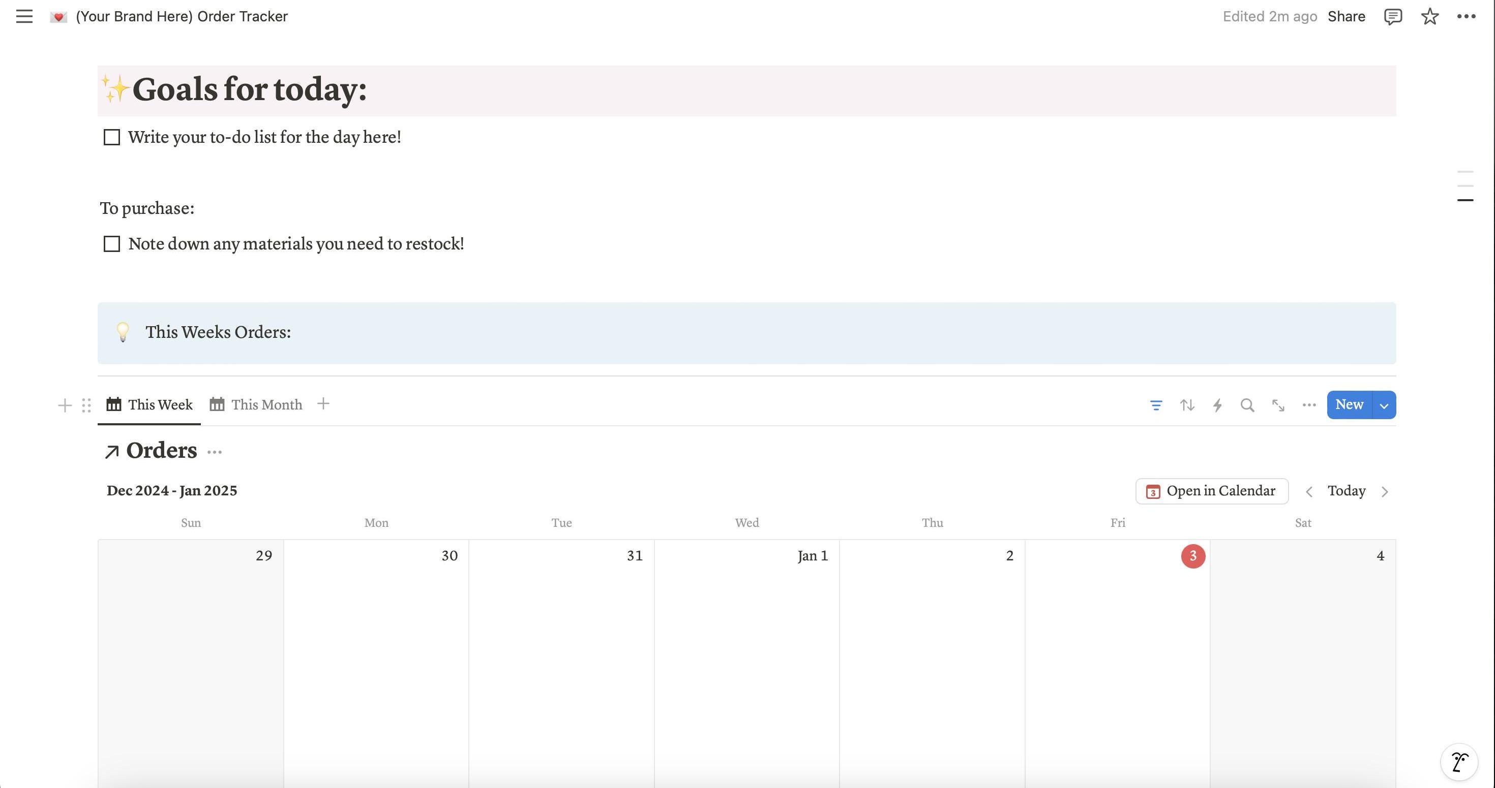 Order Tracker Notion Template Download for Small Businesses - Etsy