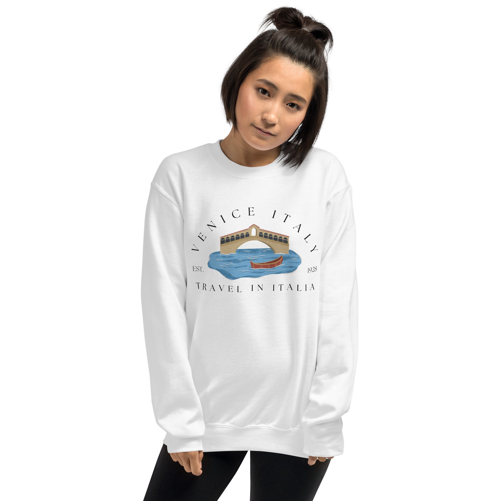 Discover Venice Italy Graphic Crewneck Sweatshirt Pinterest Style Oversized Fit Beach Vacation Trip Aesthetic Minimalist Vintage