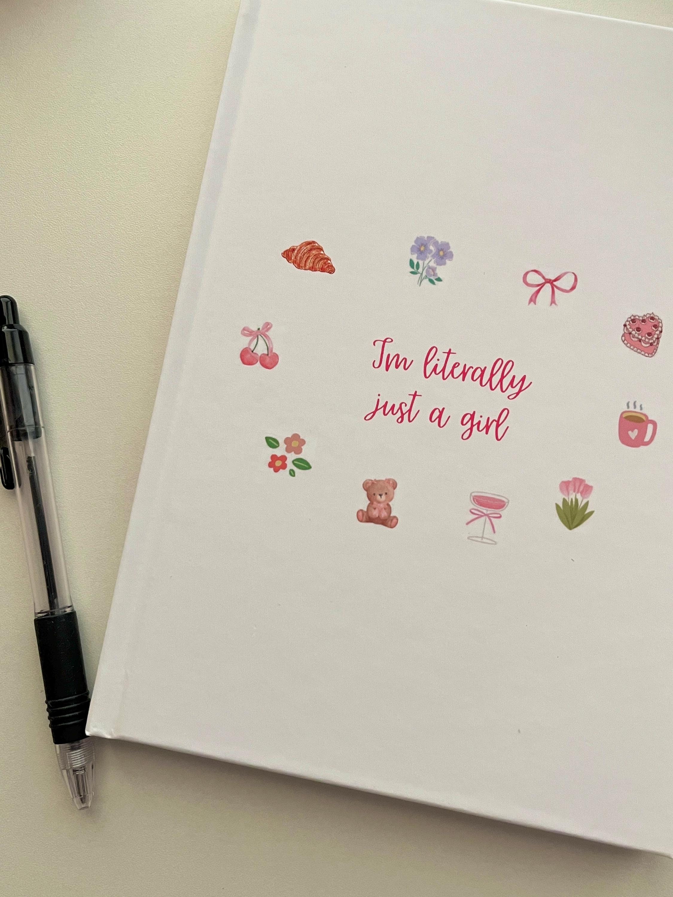 I'm Literally Just A Girl Journal, Journaling, Cute Stationary, mental health diary, gift for her, daily scrapbook, journal