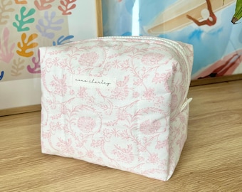The Vintage Pink Quilted Makeup Bag / cute trendy aesthetic quilted cosmetic bag