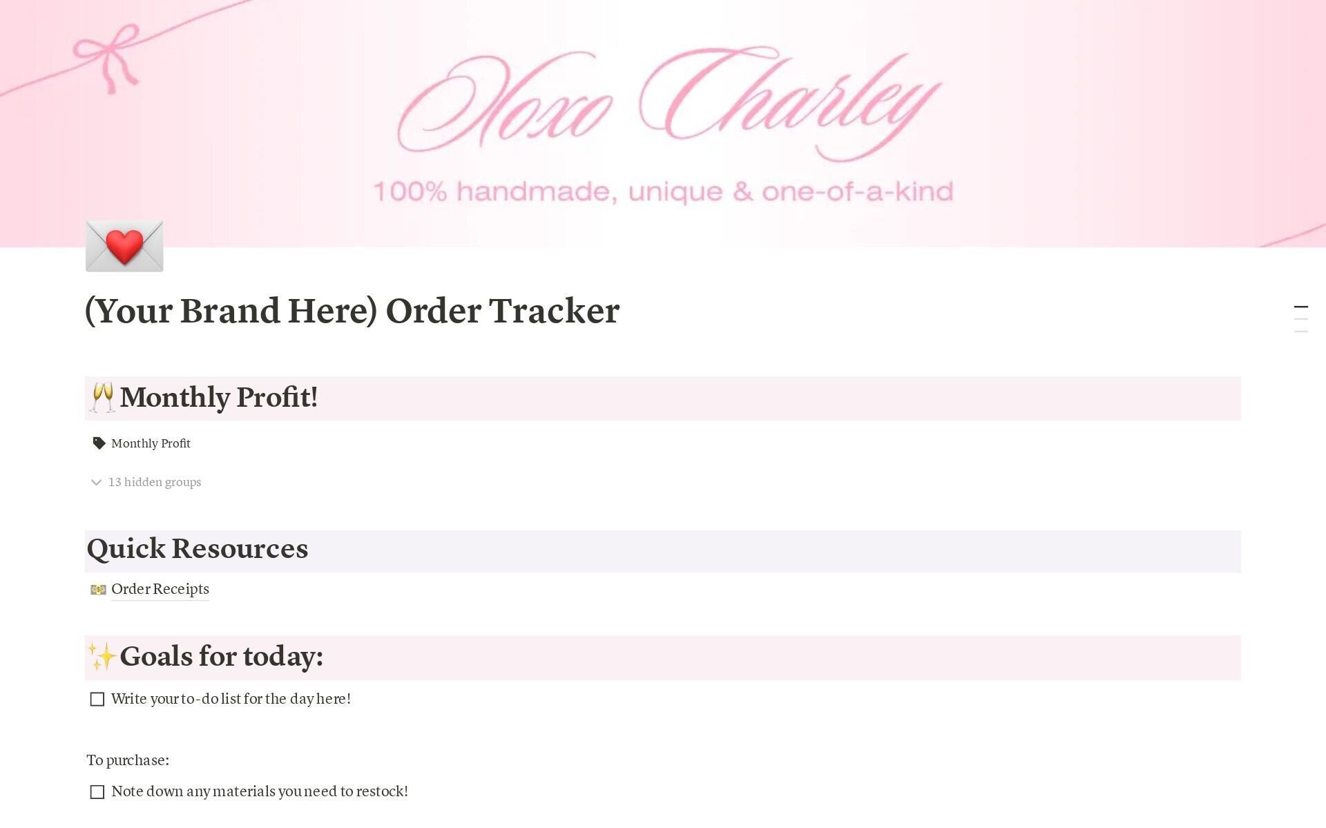 Order Tracker Notion Template Download for Small Businesses - Etsy