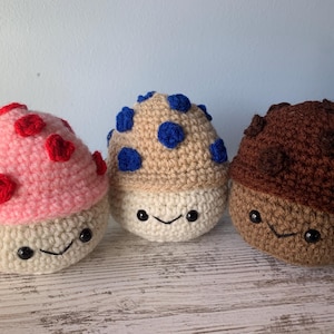 Toy Muffins, Blueberry, Chocolate, Strawberry, Crocheted, Stuffed, Plush, Play Food