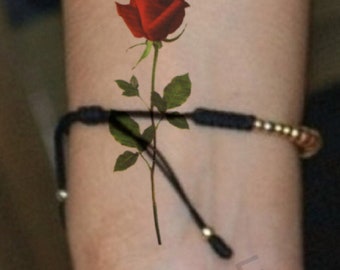 Temporary Tattoo Small Red Rose Fake Body Art Sticker Waterproof Ladies
