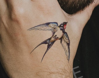Temporary Tattoo Double Swallow Bird Fake Body Art Sticker Waterproof
