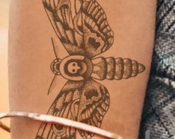 Temporary Tattoo Black Moth Fake Body Art Sticker Waterproof Ladies Mens