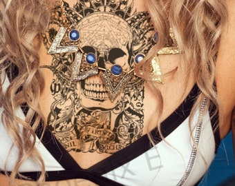 Temporary Tattoo Death Skull Fake Body Art Sticker Waterproof