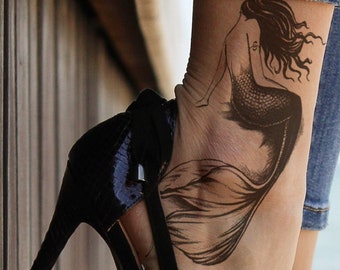 Temporary Tattoo Mermaid Nautical Fake Body Art Sticker Waterproof Ladies