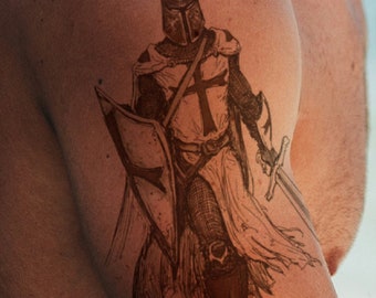 England St George Knight Temporary Tattoo Mens Fake Body Art Transfer