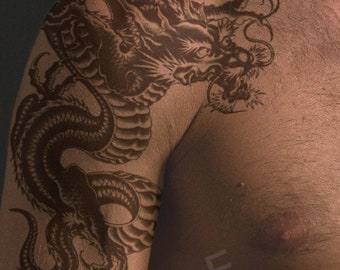 Temporary Tattoo Fierce Dragon Fake Body Art Sticker Waterproof Mens Ladies