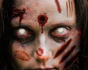 Halloween Zombie Scars Stitches Temporary Tattoos Bullet Hole Wound Face Make-Up