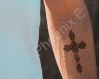 Temporary Tattoo Black Gothic Cross Fake Body Art Sticker