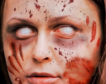 Halloween Temporary Tattoo Fake Zombie Bite Scar Blood Wound Injury SFX