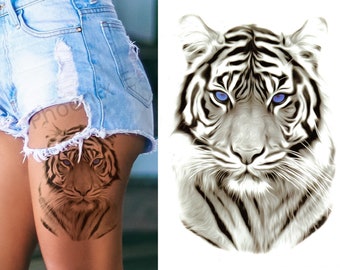 Temporary Tattoo Large Tiger Cat Fake Body Art Sticker Waterproof Ladies Mens