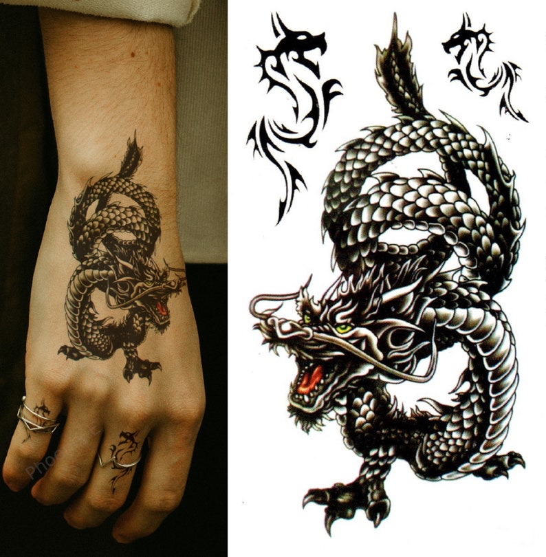 Temporary Tattoo Chinese Dragon Fake Body Art Sticker Waterproof image 1