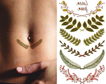Temporary Tattoo Laurel Wreath Fake Body Art Sticker Waterproof Ladies