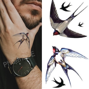 Temporary Tattoo Double Swallow Bird Fake Body Art Sticker Waterproof