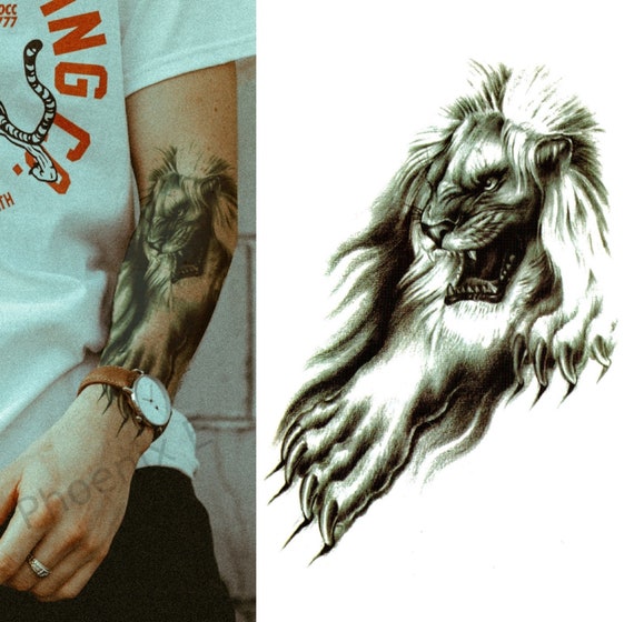 2022 New 100pcs Wholesales Waterproof Temporary Tattoo Sticker Lion Bear  Wolf Forest Man Leopard Skull Body Arm Art Women Sleeve - Temporary Tattoos  - AliExpress