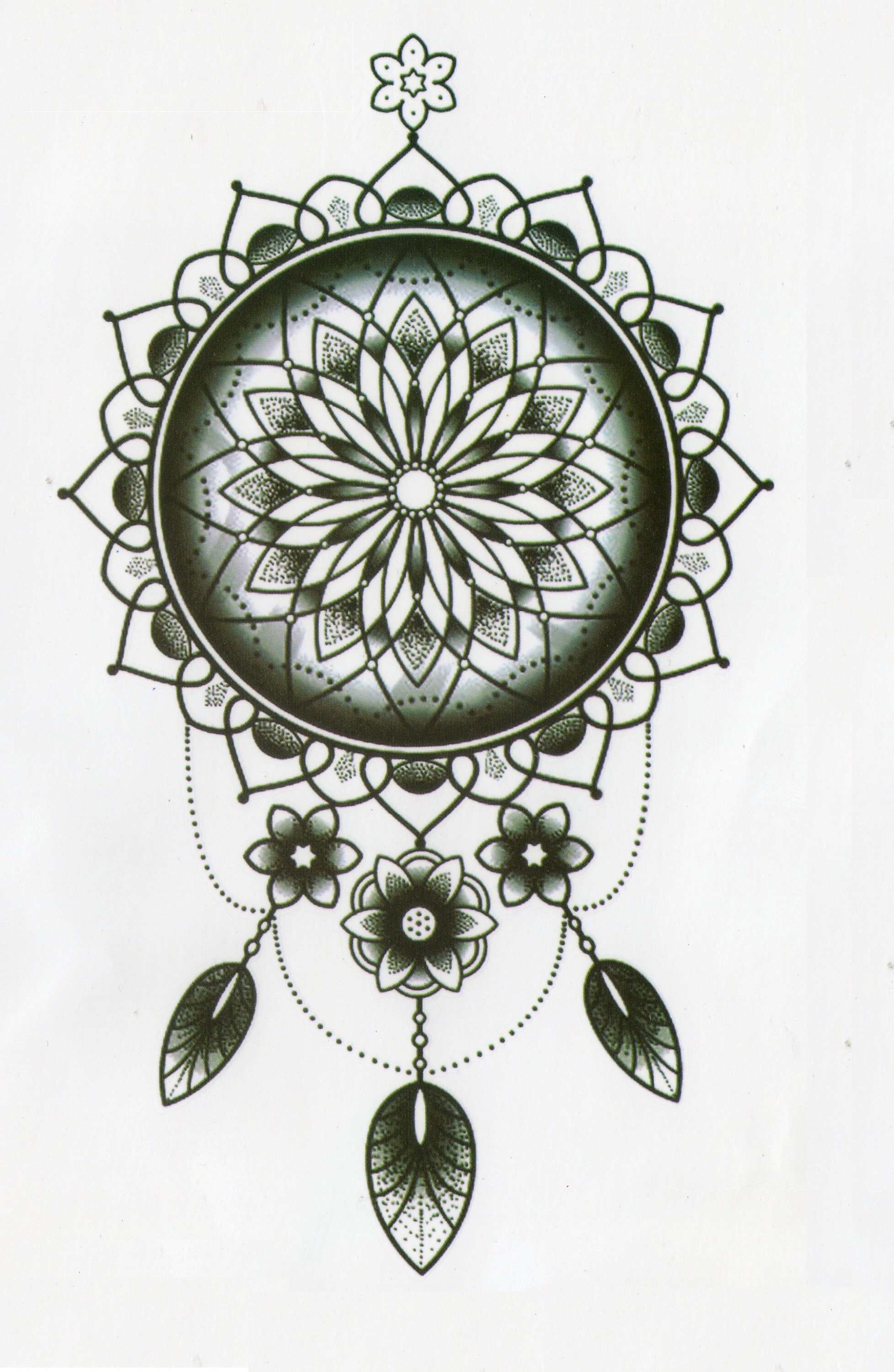 Temporary Tattoo Large Black Lace Tribal Dreamcatcher Waterproof Fake  Ladies - Etsy 日本, image size:1956x3000