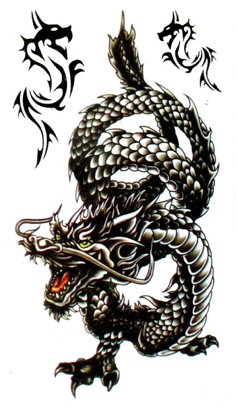 Temporary Tattoo Chinese Dragon Fake Body Art Sticker Waterproof image 3