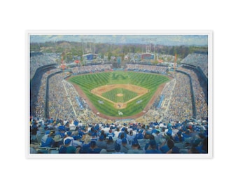 Dodger Stadium Monet Style Framed Canvas | Impressionist Baseball Stadium Wall Art