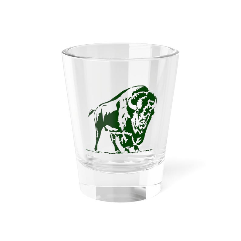 Green Buffalo Shot Glass | Buffalo Trace Inspired 1.5oz image 1